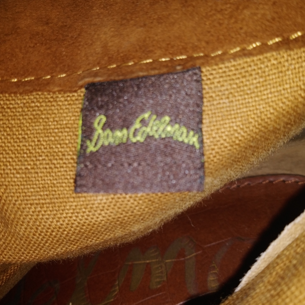 Sam Edelman Sz 10M Louie Cognac Suede Leather Fringe Bootie Brown Cowboy Heel - Picture 4 of 14